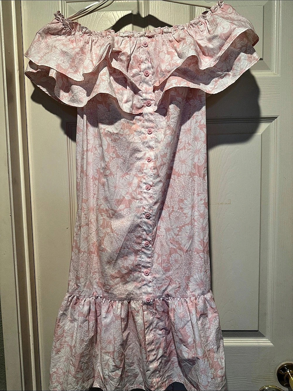 Lisa Marie Fernandez Floral Ruffle Mini Dress in Pink & White Size Small NWT